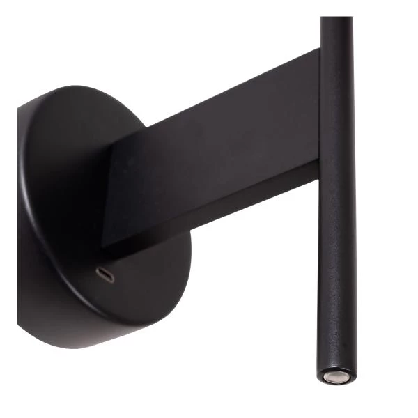 Lucide MAGIC - Wandlamp - 1xE27 - Met USB oplaadpunt - Zwart - detail 2